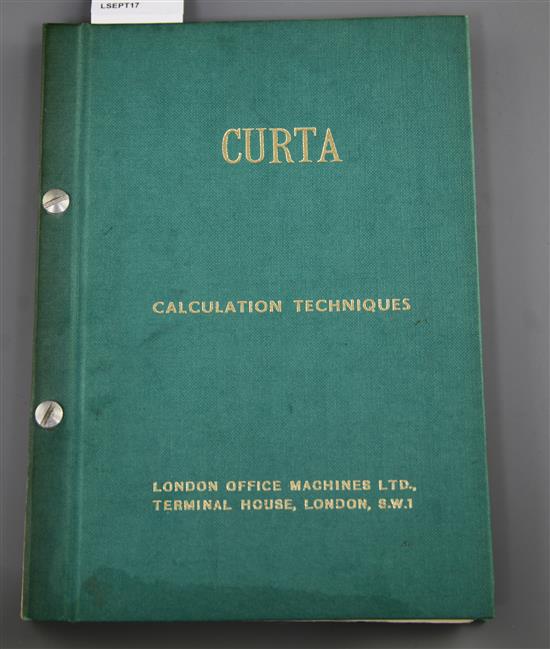 A Contina Ltd Curta Mechanical Calculator, calculator height 4.5in.